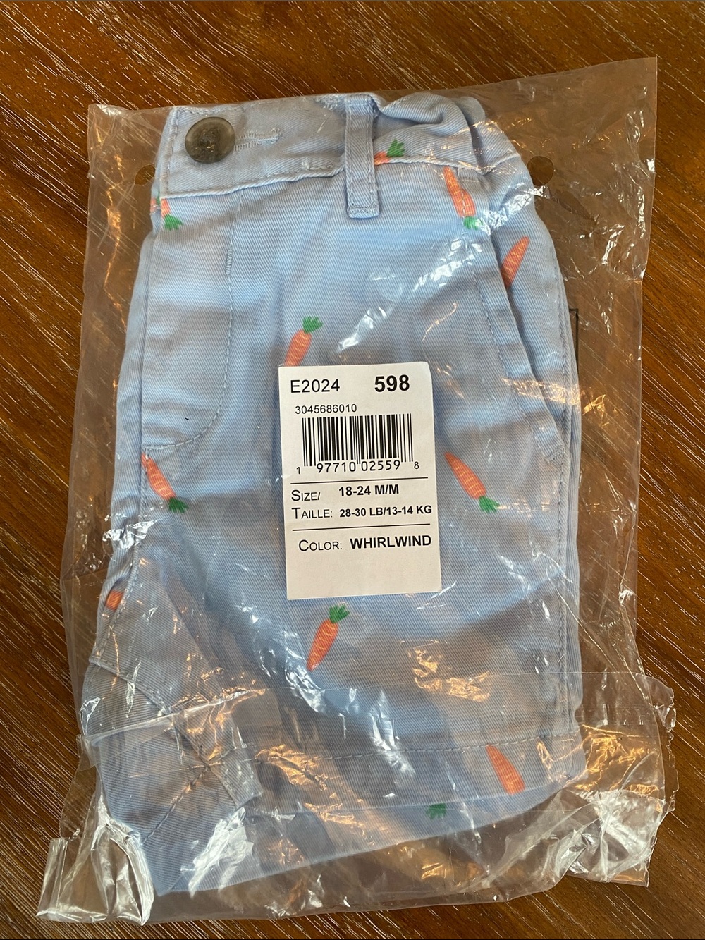 The Children’s Place 18-24 M Light Blue Easter Carrot Print Shorts
